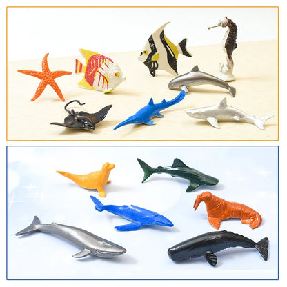 Figuras de acción de animales marinos realistas para niños, 46 piezas, ballenas, morsas, tiburones, delfines, tortugas, langostas