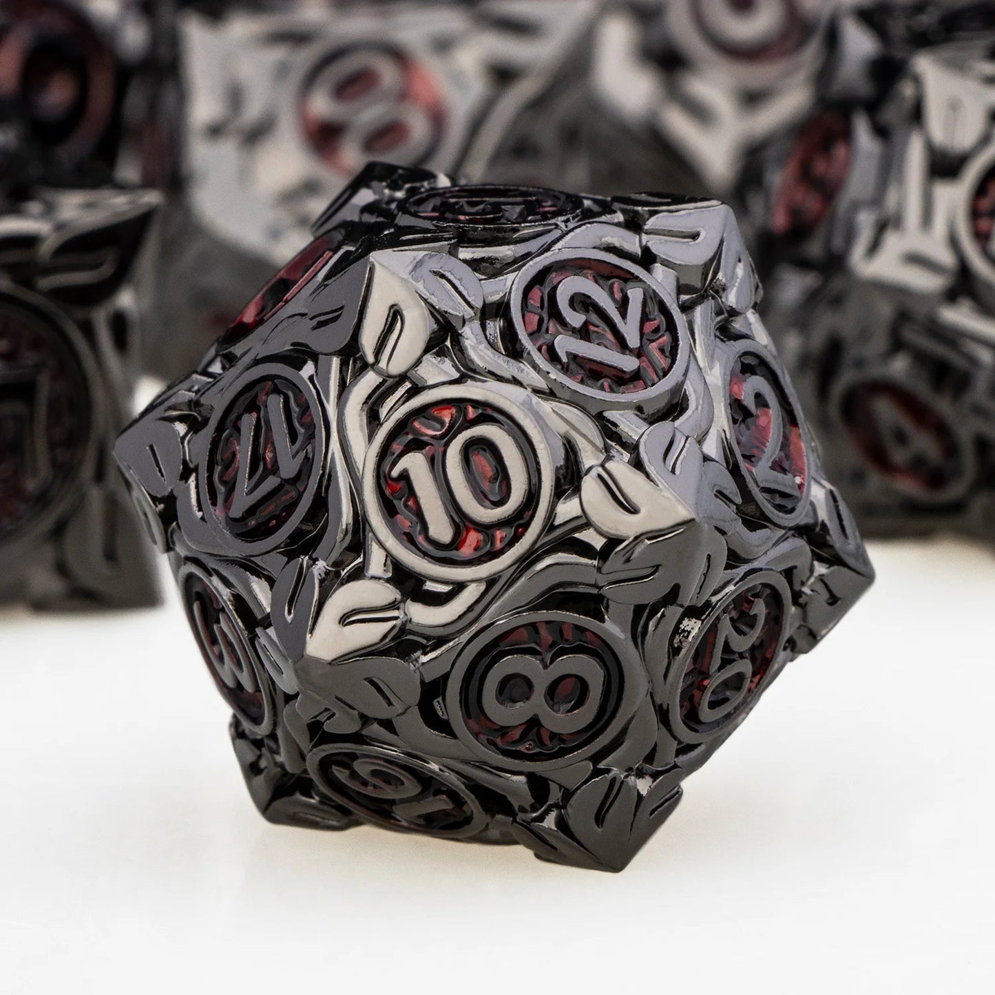 DND Metal Black Nickel Red RPG Polyhedral pour jeux de rôle sur table Dungeon and Dragon D et D Dice Set D20 D12 D10 D8 D6