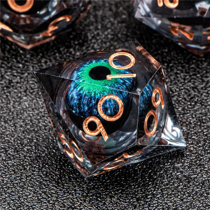 OUKELANWO DND Liquid Core Dice Set D&amp;D, dés polyédriques en résine à bord tranchant pour donjon et dragon, jeu de rôle RPG