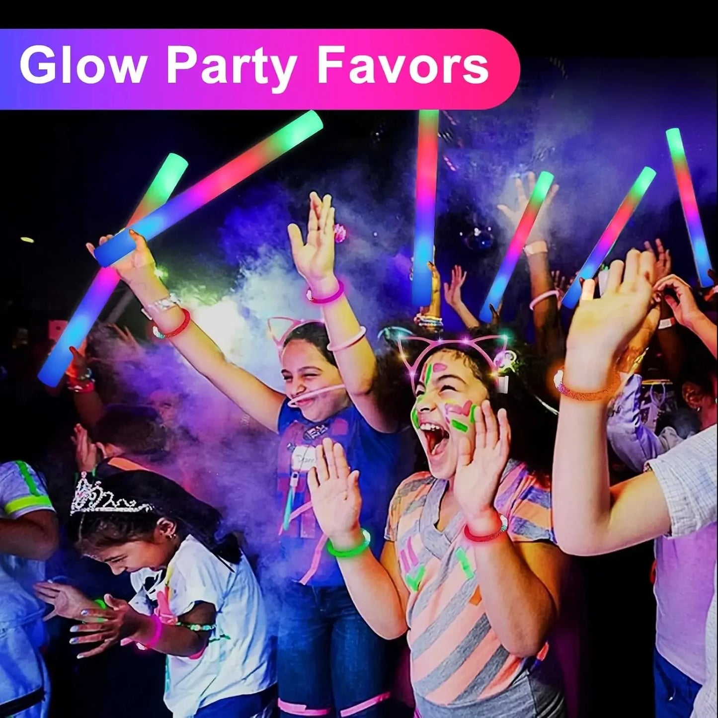 LED Glow Sticks Party Foam Light Sticks Batons with 3 Modes Colorful Flashing for Wedding Events (Colorful Light, 30PACK)