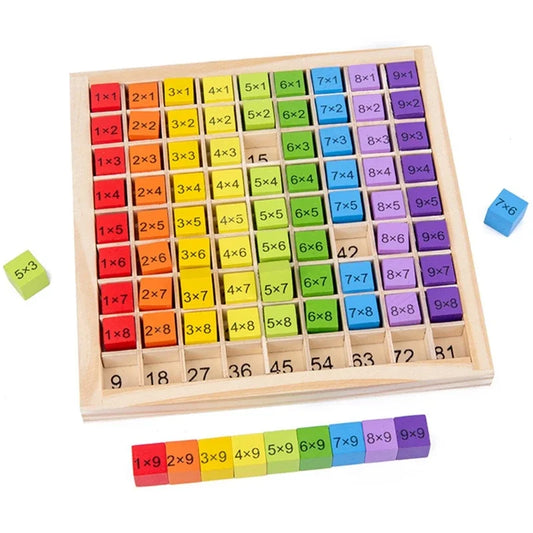 Jouets en bois Montessori pour enfants, tables de multiplication 99, aides pédagogiques en mathématiques et en arithmétique, jeux de société pour enfants