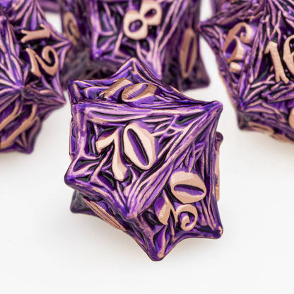 ORIFANTUO 7CPS Dés en métal violet Dnd Dés polyédriques D&amp;D pour jeux de rôle de table D et D Dungeon et Dragon Pathfinder