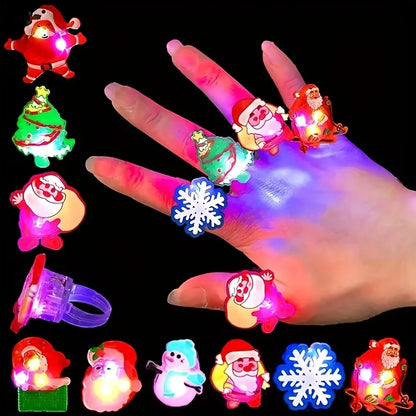 50 piezas de lindos anillos intermitentes con luces luminosas de dibujos animados para los dedos, anillos luminosos LED para suministros para fiestas de Halloween y Navidad