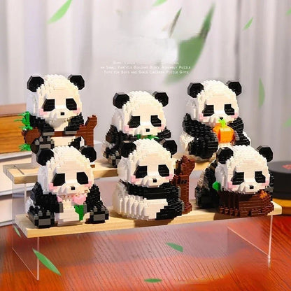 Cute Animal Panda Series Building Block Figure Cute Micro Model DIY Diamond Bricks Birthday Toys for Children Boys Girls Gifts