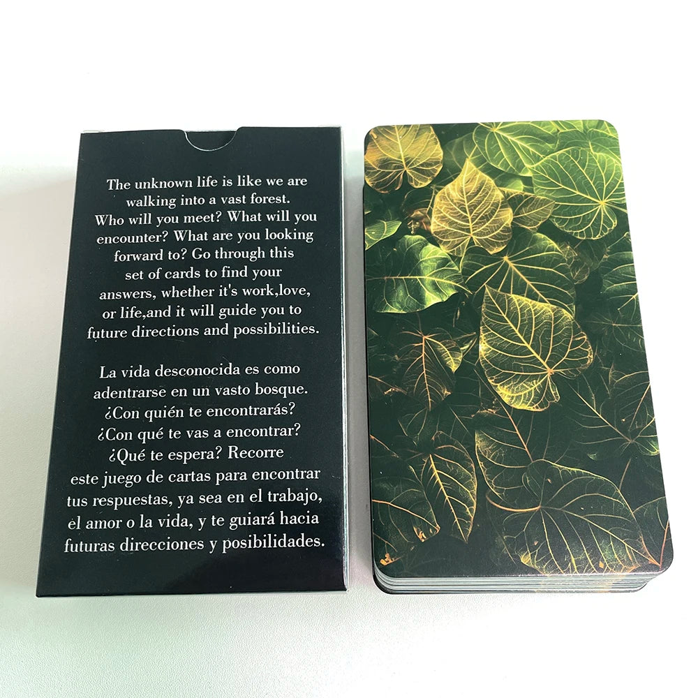 Cartas del Tarot en español e inglés, cartas del Oráculo del Bosque Desconocido, juguetes de adivinación, baraja de tarot con palabras clave, cartas de 12 x 7 cm