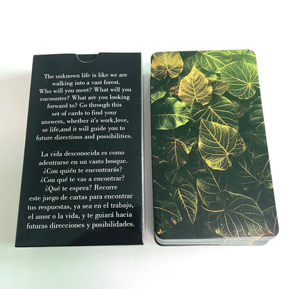 Cartas del Tarot en español e inglés, cartas del Oráculo del Bosque Desconocido, juguetes de adivinación, baraja de tarot con palabras clave, cartas de 12 x 7 cm