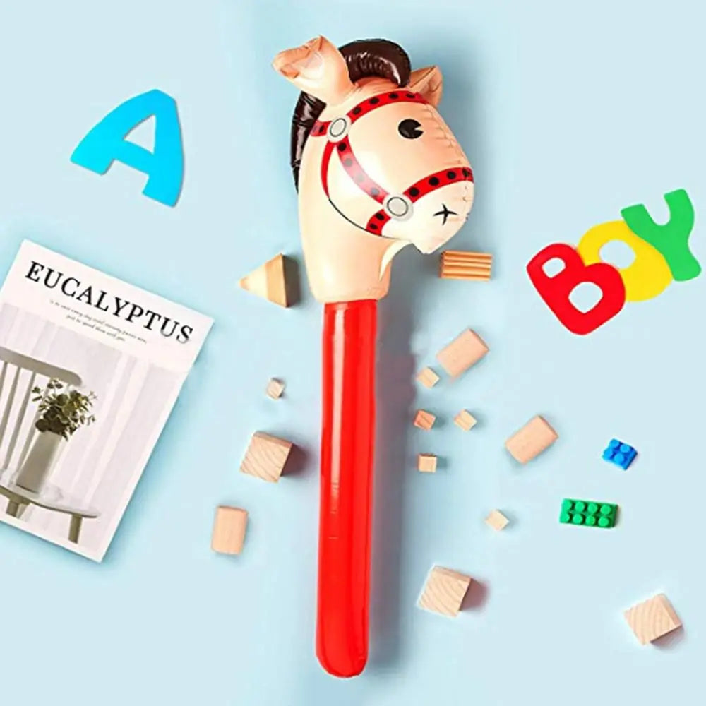 DIY Gifts Party Decor Outdoor Fun Kids Horse Riding Horse Head Stick Inflatable Toys Ride-on Animal