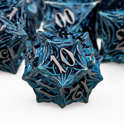 ORIFANTUO Tree Root Dnd Metal Dice Set Bleu D+D Polyédrique Dés Pour D dnd D Dungeon et Dragon Pathfinder Jeu de Rôle Dés