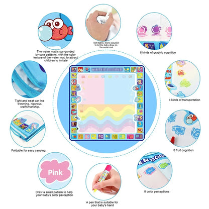 Coolplay Magic Water Drawing Mat Coloring Doodle Mat with Magic Pens Montessori Toys Painting Board Educational Toys for Kids