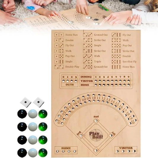 Coffret cadeau de jeu 1 pièce Jeu de dés de baseball Jeu de table d'intérieur, jeux chiliens portables Interaction parent-enfant pour enfants en bois