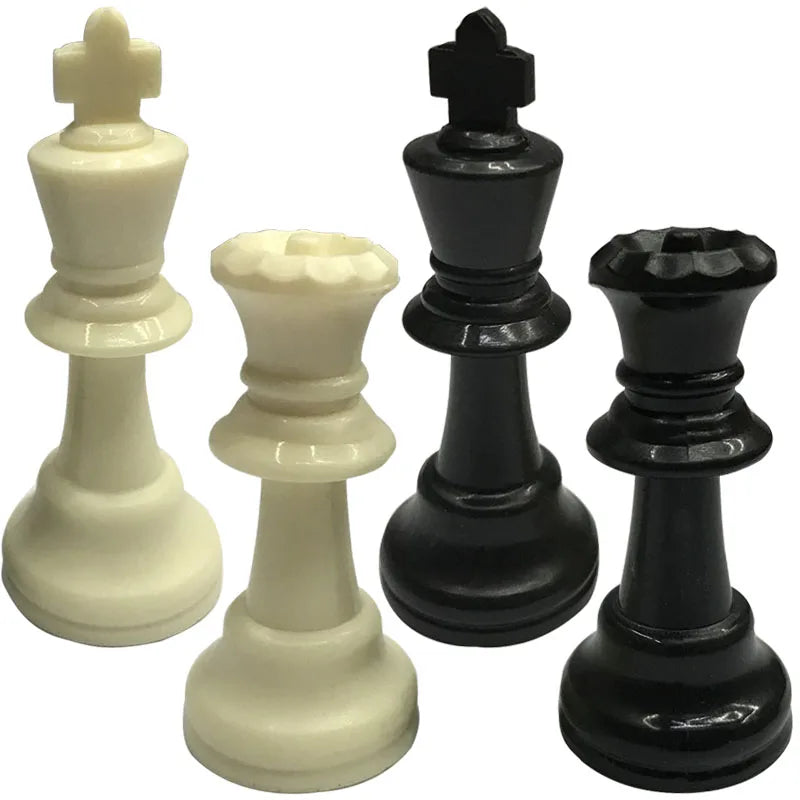 Jeu d'échecs médiéval en plastique, hauteur du roi 6,4 cm/7,5 cm/9,5 cm, pièces d'échecs internationales remplaçables, accessoires de jeux de société