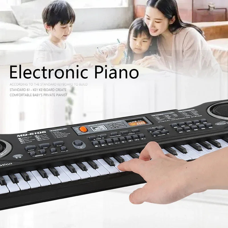 Clavier de piano électronique portable pour enfants, 61 touches, orgue avec microphone, jouets éducatifs, instrument de musique, cadeau pour enfant débutant