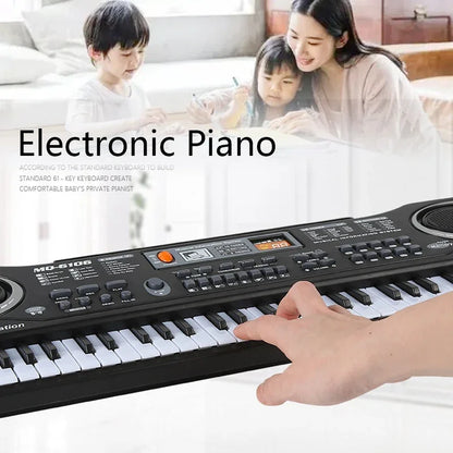 Clavier de piano électronique portable pour enfants, 61 touches, orgue avec microphone, jouets éducatifs, instrument de musique, cadeau pour enfant débutant