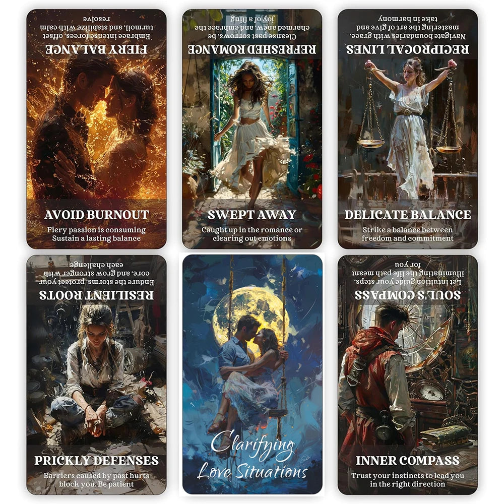 Cartes Oracle pour clarifier les situations amoureuses, flammes jumelles, âmes sœurs, relations amoureuses, messages d'amour, travail de l'ombre, cartes de tarot