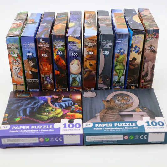 Puzzle en papier pour enfants de 100 pièces, joli dessin animé, conte de fées, paysage animalier, jouet éducatif pour garçons et filles de 7 à 14 ans