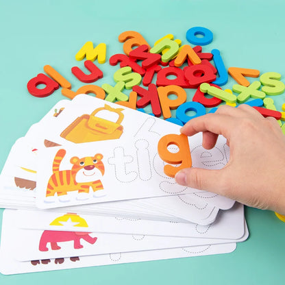 1 ensemble de nouveaux jeux de mots en bois pour enfants, 26 lettres anglaises, pratique de l'orthographe, éducation précoce, puzzle cognitif, jeu de société