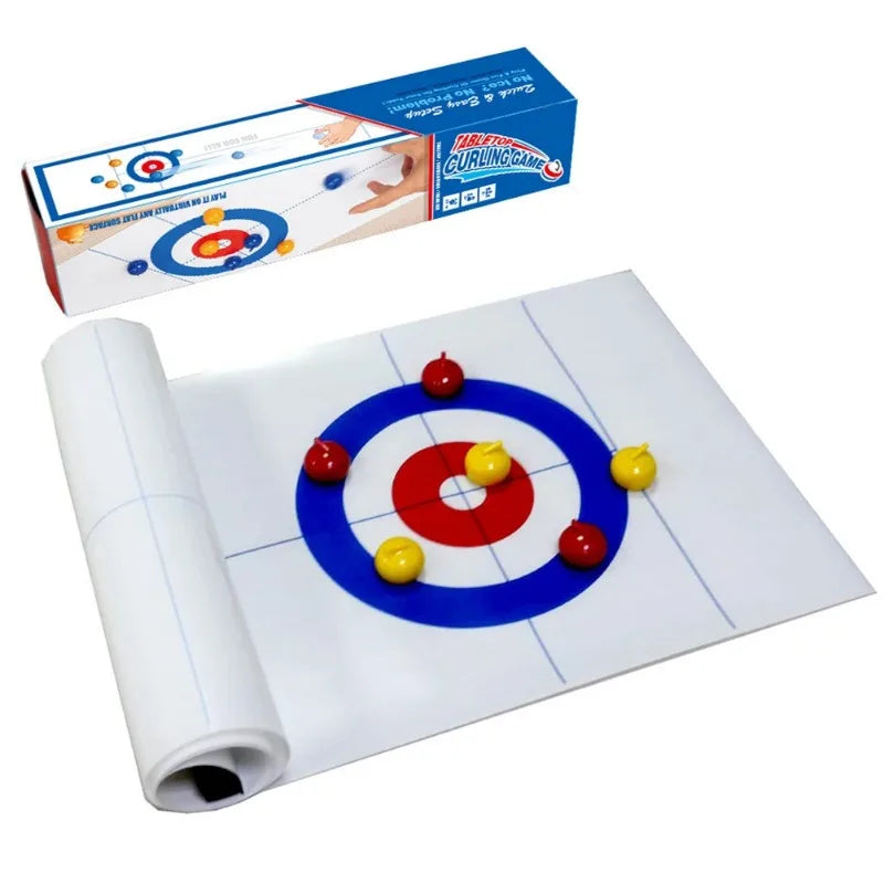 Foldable Tabletop Curling Game Family Board Game Parent-Child Interactive Party Entertainment Mini Ball Indoor Game Sports Toy