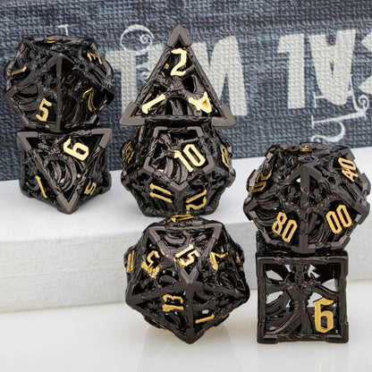 Dnd Black Wizard & Dragon RPG Metal Polyhedral Hollow D+D D20 Dice Set For D6 Dungeon Dice Dragon Pathfinder Role Playing Games