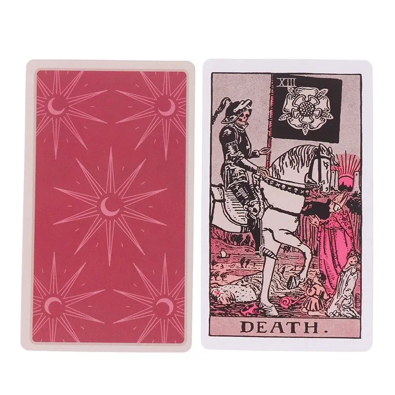 Jeu de cartes de tarot Pink Rider Waite pour débutants Jeu de divination de prophétie Jeu de société de fête familiale Jeu de divination de cartes de destin