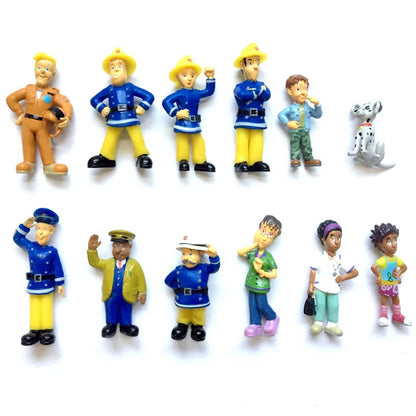 Lot de 12 figurines de pompiers en PVC, dessin animé Sam le pompier, jouets pour garçons et filles, cadeau d'anniversaire ou de Noël pour enfants