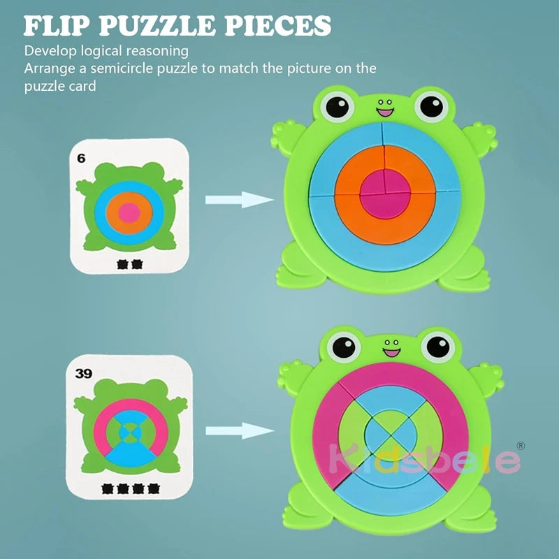 Children Frog Puzzles Preschool Tangram Puzzle Educational Frog Puzzles Toy Jigsaw Toys for Boys Girls