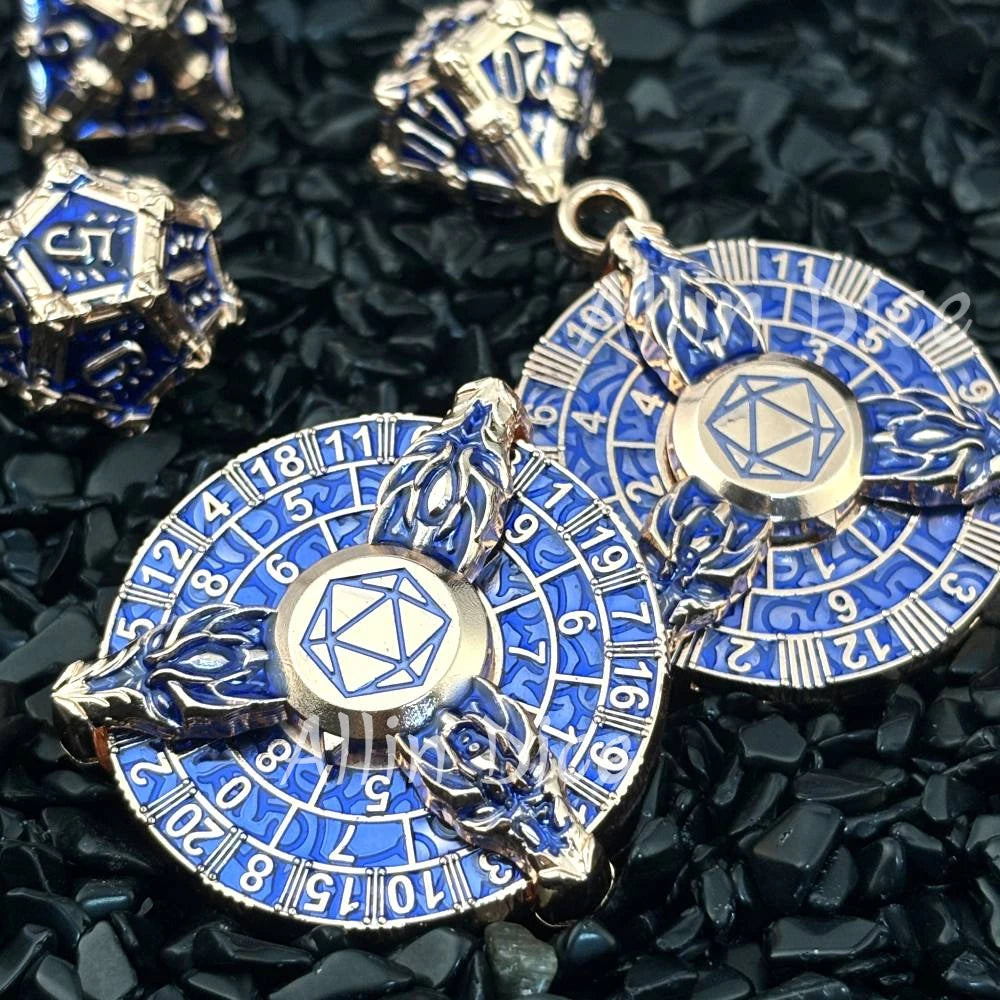 Dés de roulette rotatifs en métal Dragons Pendentif dés gyroscopiques du bout des doigts Dés RPG DND pour jeux de société Donjons et Dragons Dés TRPG