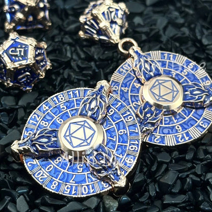 Dés de roulette rotatifs en métal Dragons Pendentif dés gyroscopiques du bout des doigts Dés RPG DND pour jeux de société Donjons et Dragons Dés TRPG