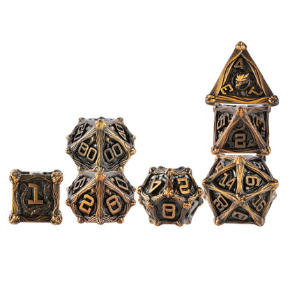 Lot de 7 dés DND pour jeux de rôle sur table Dungeon and Dragon Pathfinder, jeu de dés polyédriques en métal, dés à bord tranchant D20