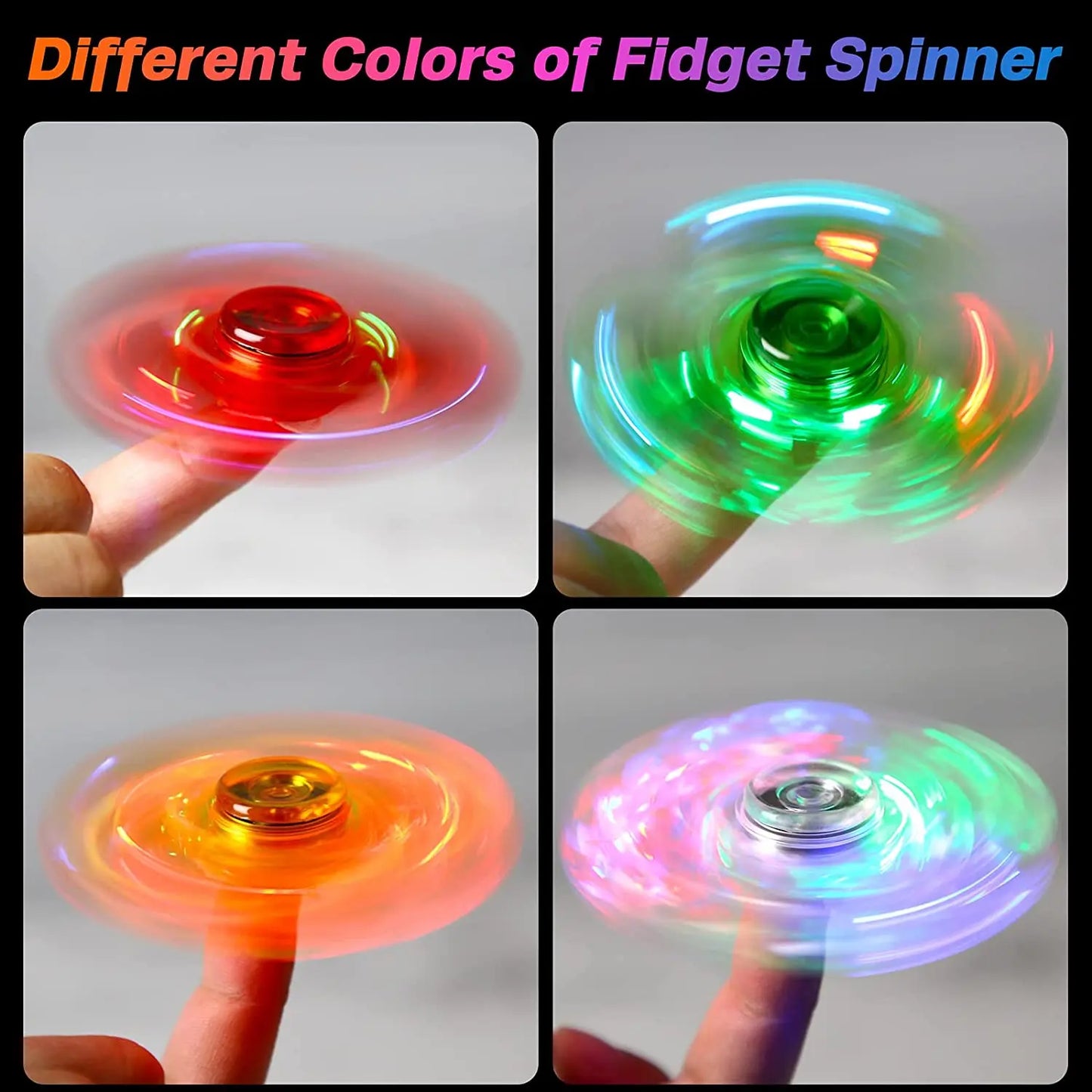 Fidget Spinner lumineux à LED pour les doigts, jouet pour réduire le stress et soulager l'anxiété, cadeaux de fête pour enfants et adultes