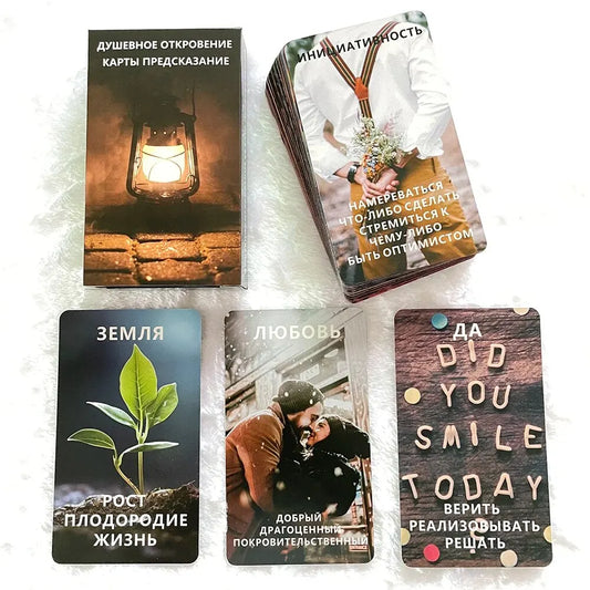 12x7cm Russian Soul Telling Oracle Deck Twin Flame Soulmate Love Tarot Cards Prophecy Keywords Divination 62-cards