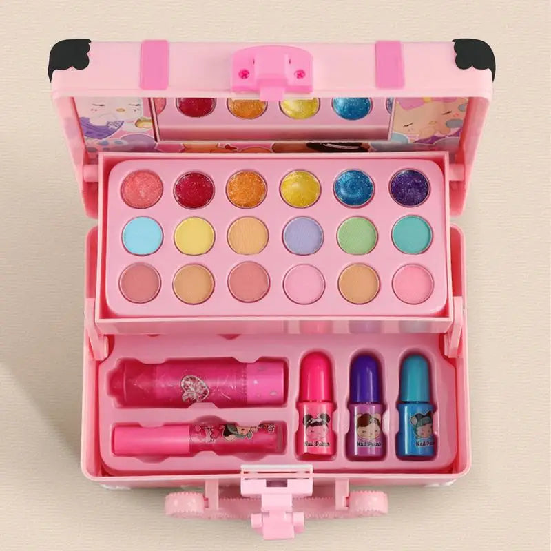 Kids Makeup Cosmetics Playing Box Princess Makeup Girl Toy Play Set Lipstick Eye Shadow Safety Nontoxic Kids Toys for Girls