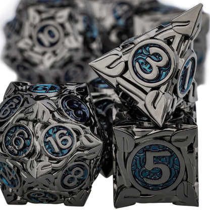 DND Metal Black Nickel Blue RPG Polyhedral pour jeux de rôle sur table Dungeon and Dragon D et D Dice Set D20 D12 D10 D8 D6