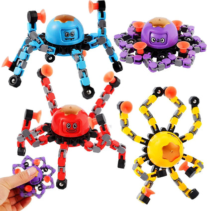 Fidget Spinners transformables que brillan en la oscuridad, juguetes giratorios con punta de dedo, spinner deformado con descompresión, bolsa de regalos, regalos de fiesta