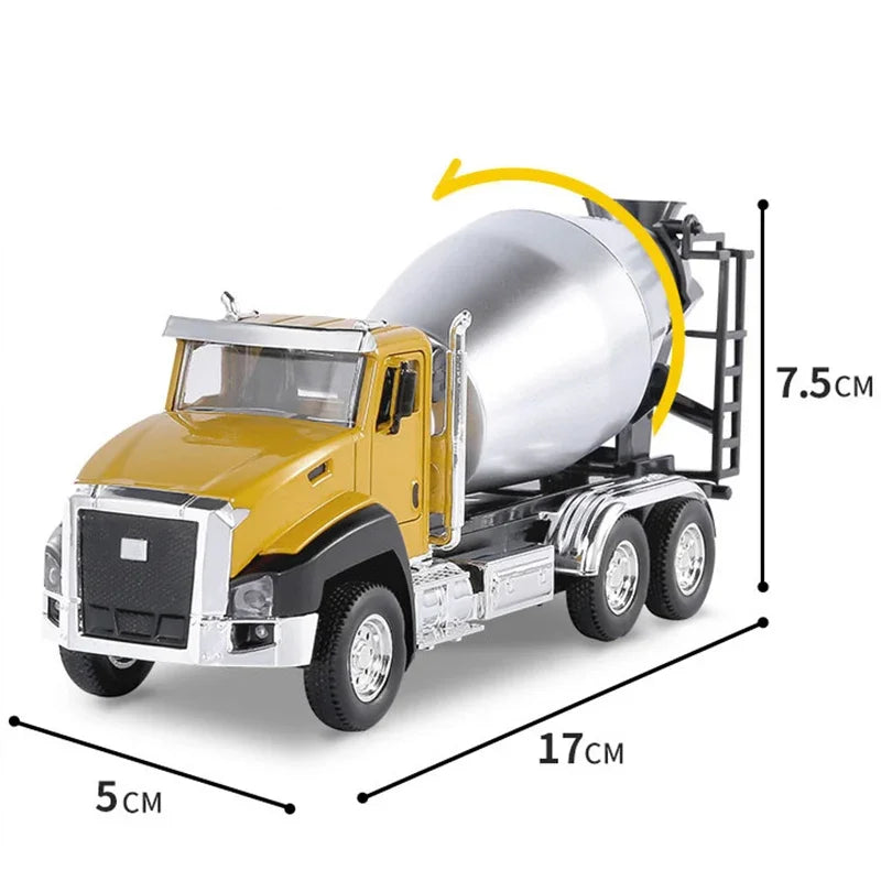Lot de 3 véhicules de construction d'ingénierie moulés sous pression, camion malaxeur à benne basculante, échelle 1/50, modèles réduits de voitures en métal, jouets de voiture à tirer