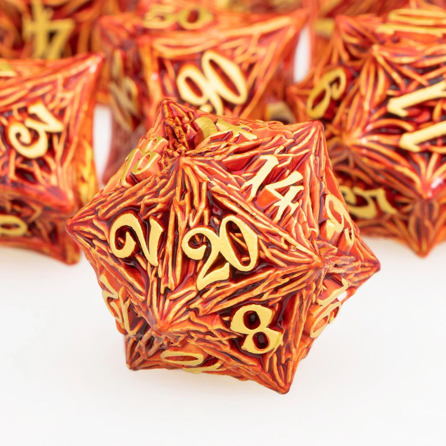 ORIFANTUO Red Tree Root Dnd Metal Dice Set D+D Polyédrique Dés pour D et D Dungeon et Dragon Pathfinder Jeux de rôle Dés