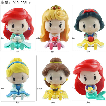 6 piezas/set de figuras de vinilo de la linda princesa de cuento de hadas Blancanieves Cenicienta Bell Ariel