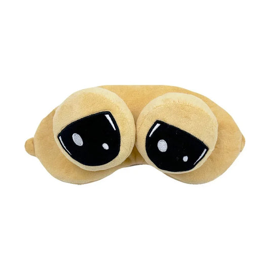 Pou Personnages de dessins animés et d'anime, masque pour les yeux confortable en peluche Alien, double usage du froid et du chaud, pantoufles en peluche unisexes, cadeau