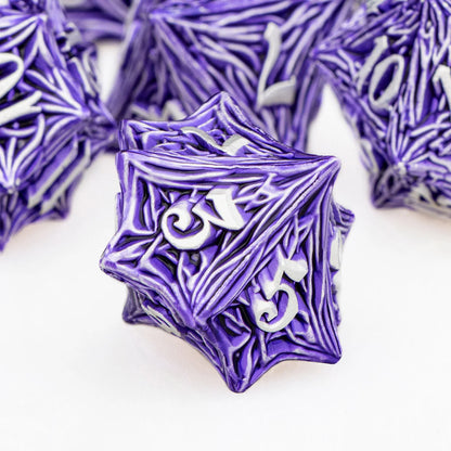 ORIFANTUO Purple Tree Root Dnd Metal Dice D&amp;D Polyhedral Dice pour D et D Dungeon et Dragon Pathfinder Jeux de rôle Dés