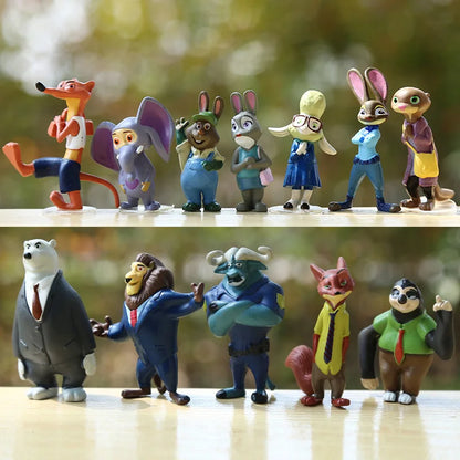 Superbe lot de 12 figurines d'action Zootopia Animals, jouets, lapin, Judy Hopps, Fox, Nick Wilde, film, cadeau pour enfants