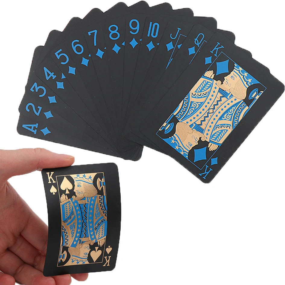 54pcs Cards Waterproof PVC Pure Black Magic Box-packed Plastic Playing Cards Set Deck Poker Classic Magic Tricks Tool Board Game