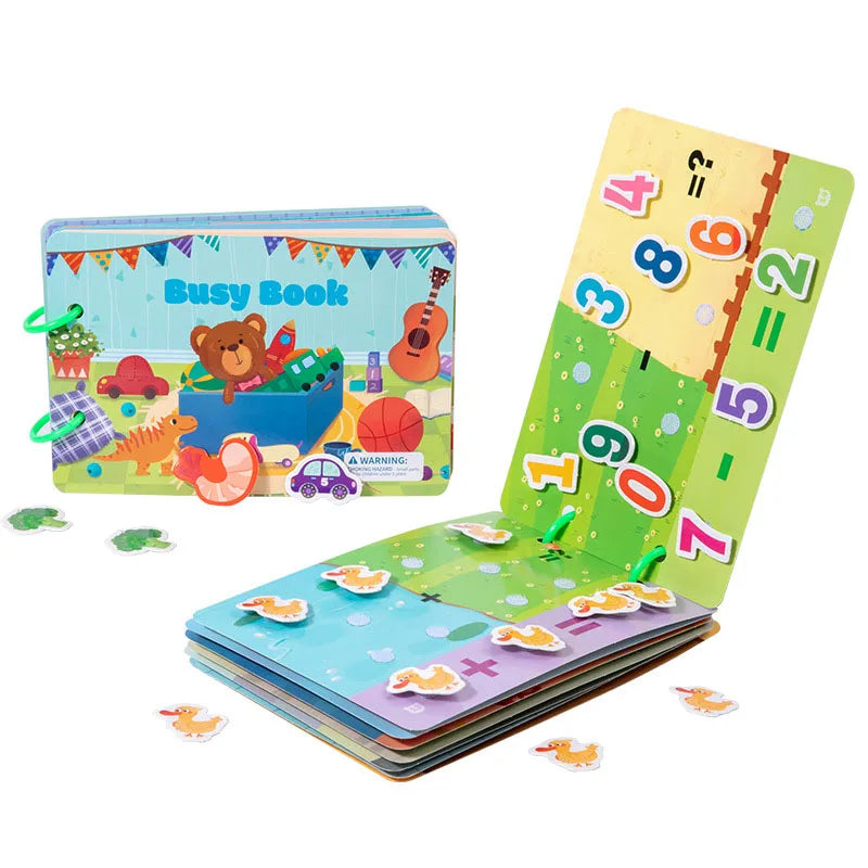 Montessori Quiet Books Puzzle Game Busy Book Animal Number Paste Matching English Early Learning Educational Toys for Toddlers