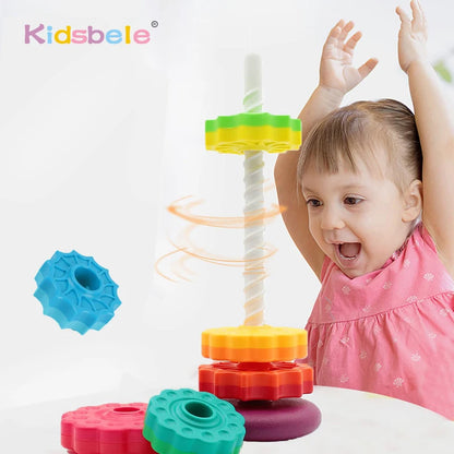 Early Intervention Toy Spinning Rainbow Circle Stacking Toy for Babies and Toddlers Educational Toddler Learning Toys