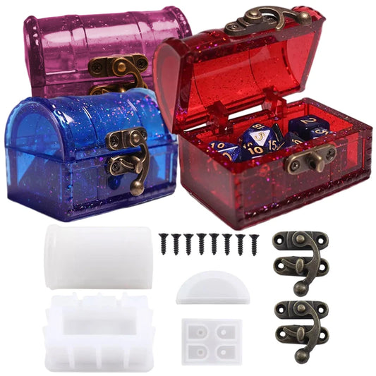 DIY Jewelry Storage Box Crystal Epoxy Resin Mold Treasure Box Dice Storage Box Mirror Silicone Mold