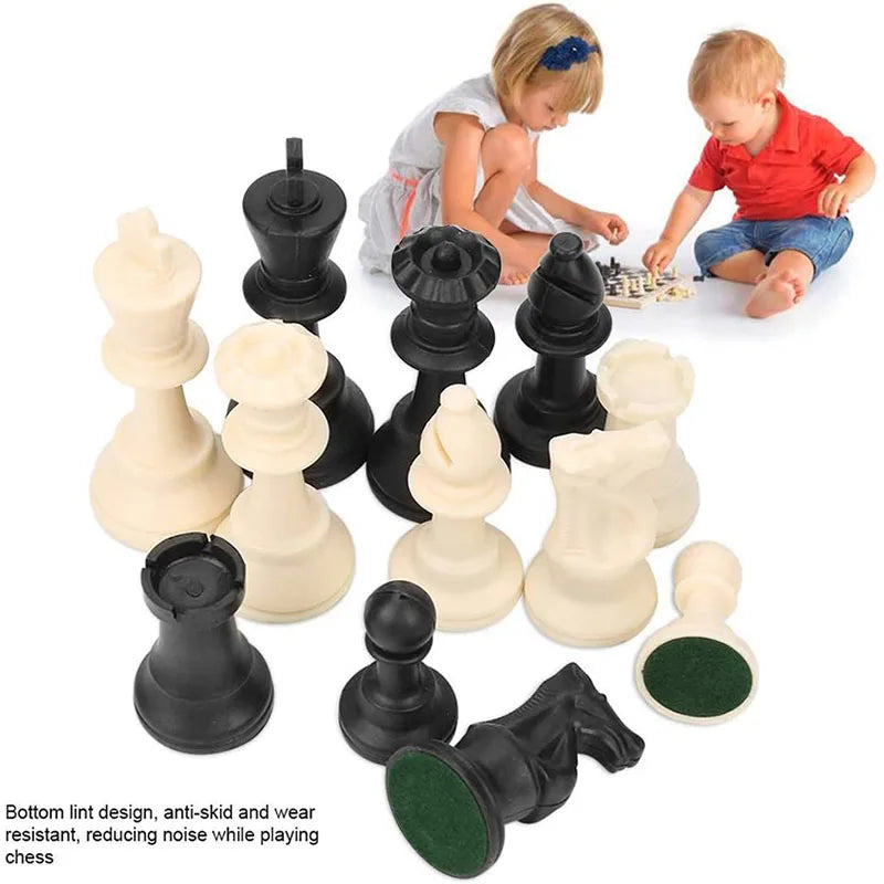 Jeu d'échecs médiéval en plastique, hauteur du roi 6,4 cm/7,5 cm/9,5 cm, pièces d'échecs internationales remplaçables, accessoires de jeux de société