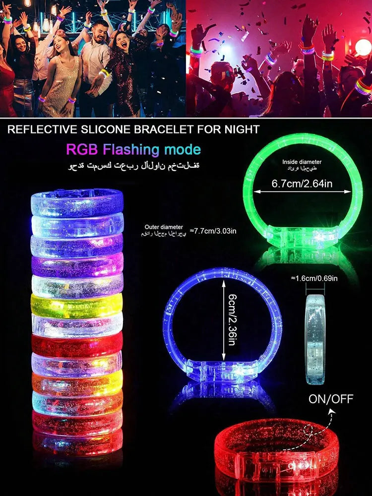 Lot de 12 bracelets LED et 12 baguettes lumineuses en fibre optique, bâtons lumineux LED clignotants colorés, baguettes lumineuses LED pour fête de mariage