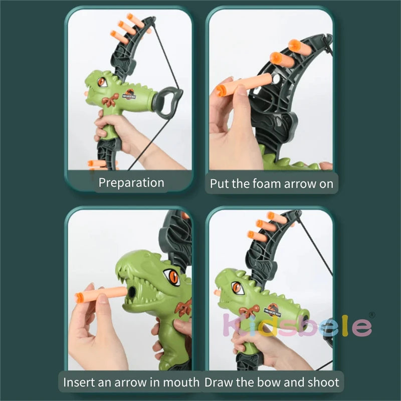 Dinosaur Bow and Arrow Archery Toy Set with 10 Suction Cup Arrows Gift for Boys Girls