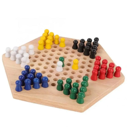 Chinese Checkers Set Wooden Educational Board Kids Classic Checkers Set Strategy  Board Set Kid Family Toy Chess board game Gift