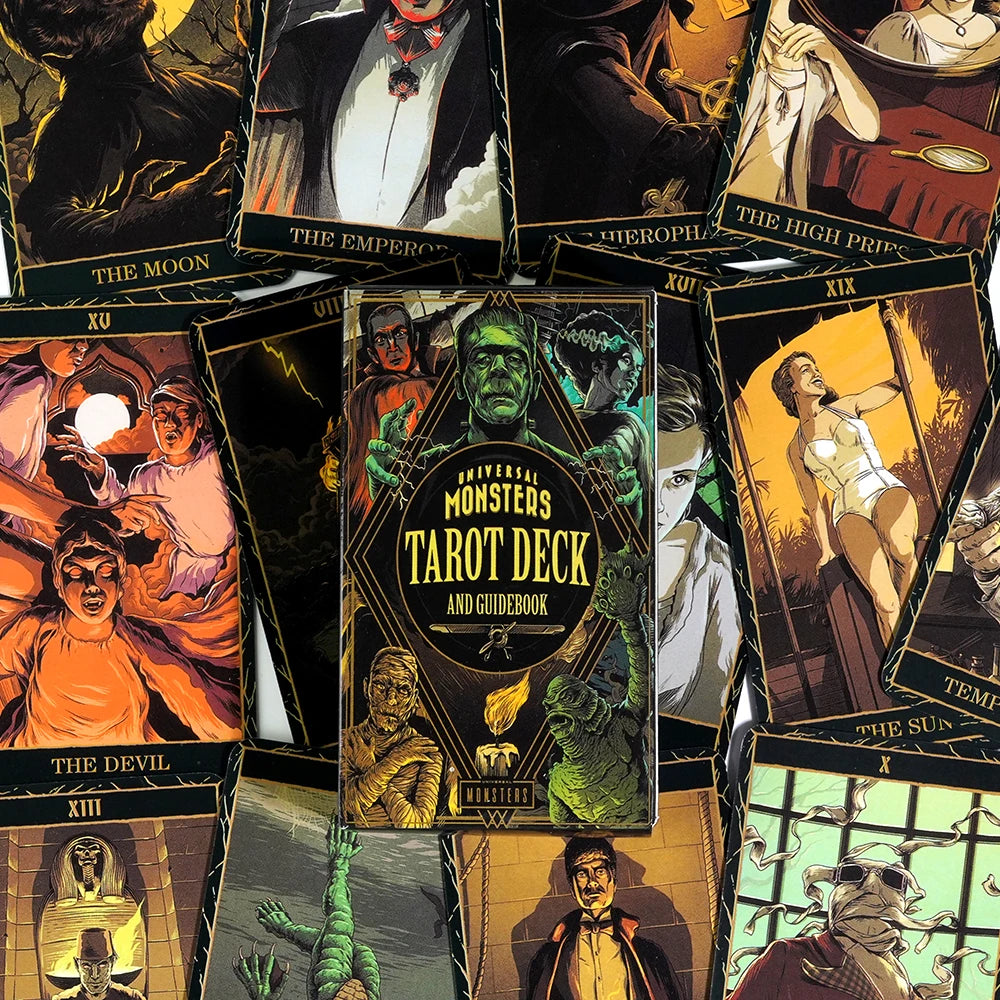 Baraja de tarot Universal Monsters de 78 piezas, 78 cartas bellamente ilustradas, juego de adivinación, herramientas para principiantes