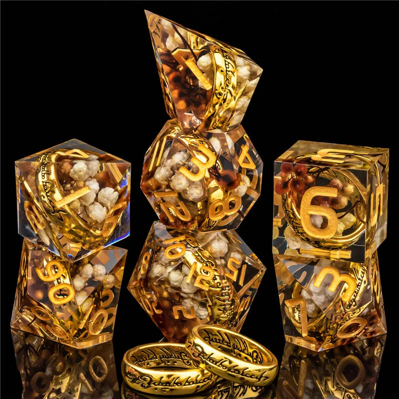 Ensemble de dés en résine à bords tranchants KERWELLSI DND D&amp;D, dés polyédriques de donjon et de dragon, dés de jeu de rôle RPG DD D20 D12 D10 D8 D6 D4