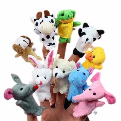 5 piezas de marionetas de dedo, juguetes de peluche, dibujos animados, biológicos, para niños, adorables marionetas de mano, regalos para niños, profesionales